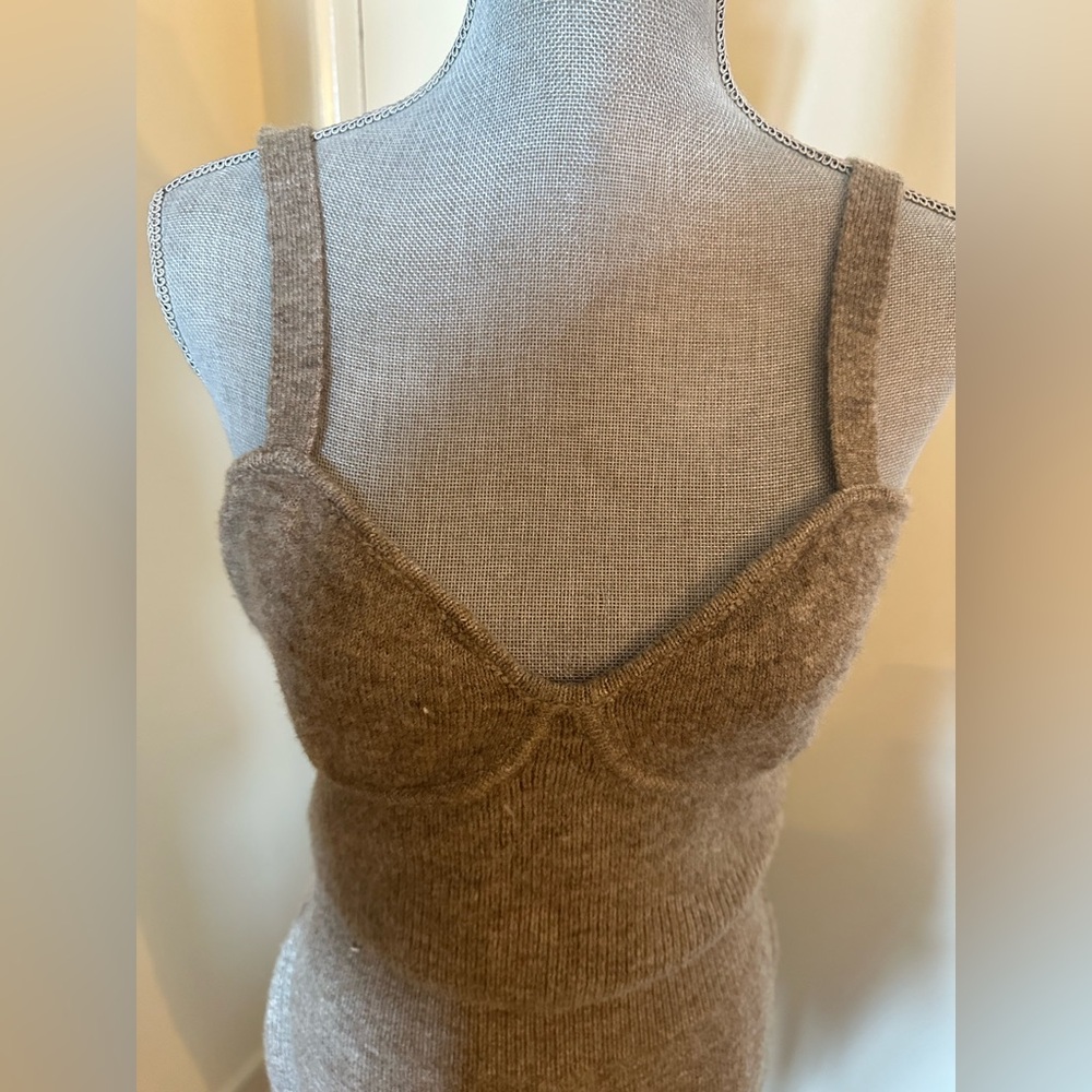 Mango Brown 2piece Bodycon Midi Dress Sweetheart Neckline - Picture 5 of 12